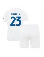 Inter Milan Nicolo Barella #23 Venkovní dres pro děti 2023-24 Krátký Rukáv (+ trenýrky)